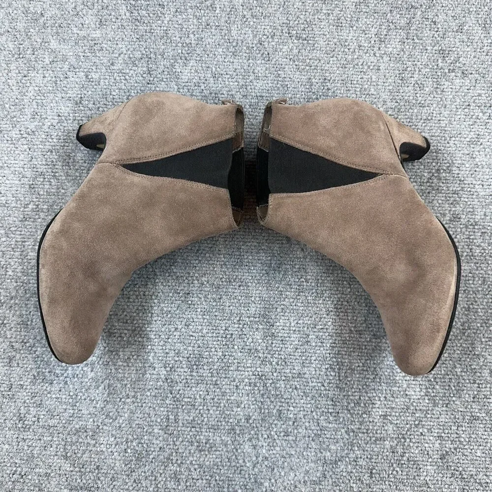 Sam Edelman Morillo Ankle Booties Womens 8 Brown Suede Block Heel Zip READ